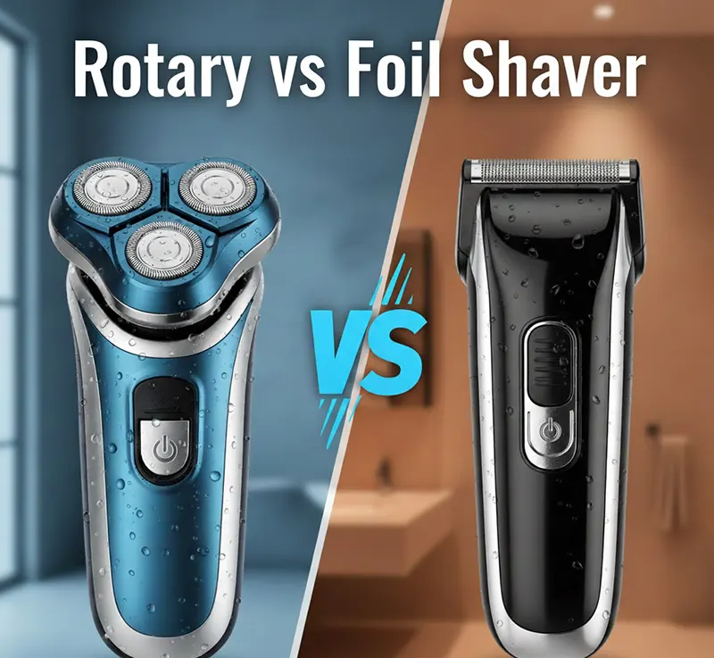 Rotary vs foil shaver comparison showing side by side electric razors